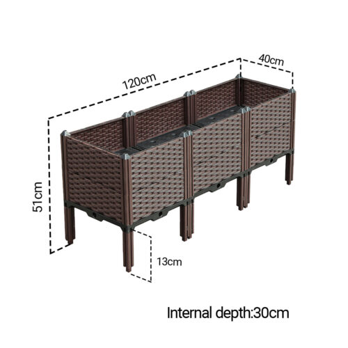 120cm Raised Planter Box Vegetable Herb Flower Outdoor Plastic Plants Garden Bed with Legs Deepen - Image 5