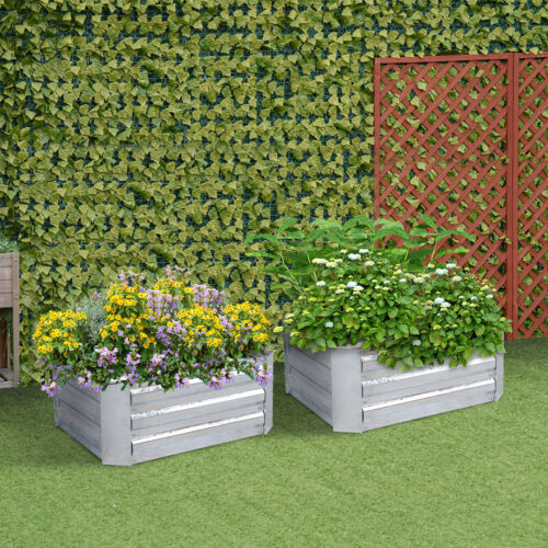 2x 90cm Square Galvanised Raised Garden Bed Vegetable Herb Flower Outdoor Planter Box - Image 2