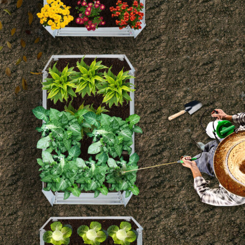 2x 120cm Rectangle Galvanised Raised Garden Bed Vegetable Herb Flower Outdoor Planter Box - Image 8