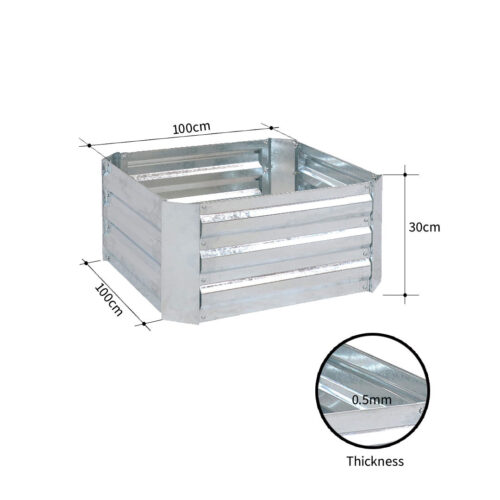 2x 100cm Square Galvanised Raised Garden Bed Vegetable Herb Flower Outdoor Planter Box - Image 8