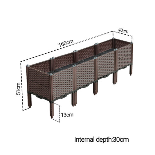 160cm Raised Planter Box Vegetable Herb Flower Outdoor Plastic Plants Garden Bed with Legs Deepen - Image 5
