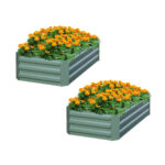 2x 120X60cm Rectangle Galvanised Raised Garden Bed Vegetable Herb Flower Outdoor Planter Box