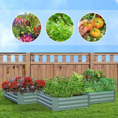 2x 120X60cm Rectangle Galvanised Raised Garden Bed Vegetable Herb Flower Outdoor Planter Box - Image 3
