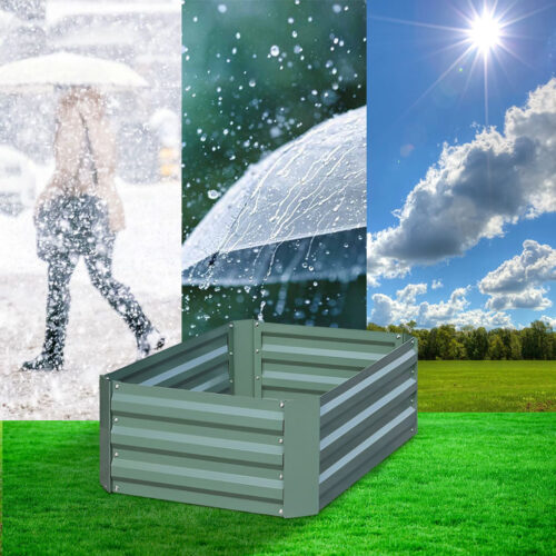 2x 100cm Square Galvanised Raised Garden Bed Vegetable Herb Flower Outdoor Planter Box - Image 4