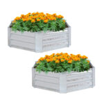 2x 60cm Hexagon Shape Galvanised Raised Garden Bed Vegetable Herb Flower Outdoor Planter Box