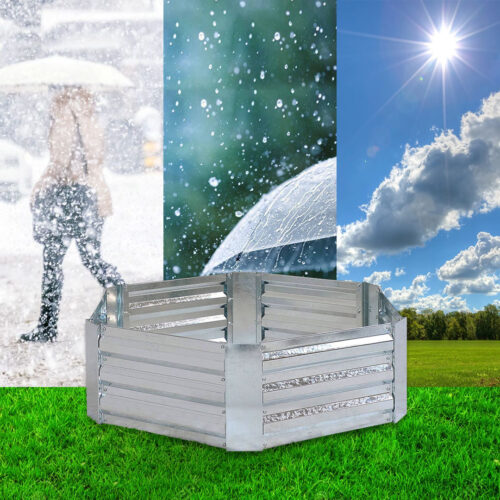 2x 60cm Hexagon Shape Galvanised Raised Garden Bed Vegetable Herb Flower Outdoor Planter Box - Image 5