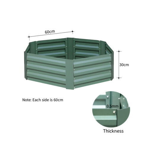 2x 60cm Hexagon Shape Galvanised Raised Garden Bed Vegetable Herb Flower Outdoor Planter Box - Image 8