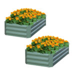 2x 120X90cm Rectangle Galvanised Raised Garden Bed Vegetable Herb Flower Outdoor Planter Box