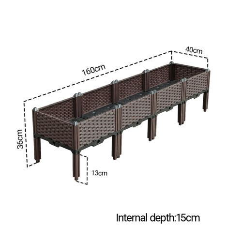 2x 160cm Raised Planter Box Vegetable Herb Flower Outdoor Plastic Plants Garden Bed with Legs - Image 5