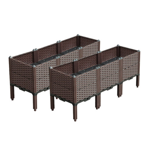 2x 120cm Raised Planter Box Vegetable Herb Flower Outdoor Plastic Plants Garden Bed with Legs Deepen