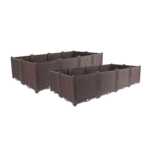 2x 160cm Raised Planter Box Vegetable Herb Flower Outdoor Plastic Plants Garden Bed Deepen