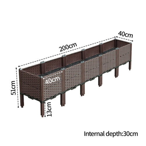 2x 200cm Raised Planter Box Vegetable Herb Flower Outdoor Plastic Plants Garden Bed with Legs Deepen - Image 5