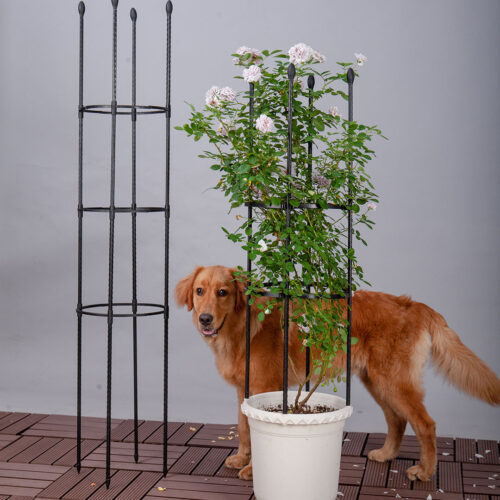 133cm 4-Bar Plant Frame Stand Trellis Vegetable Flower Herbs Outdoor Vine Support Garden Rack with Rings - Image 3