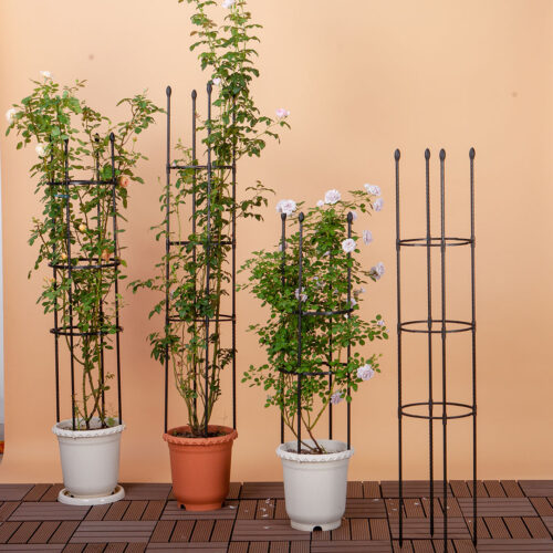 133cm 4-Bar Plant Frame Stand Trellis Vegetable Flower Herbs Outdoor Vine Support Garden Rack with Rings - Image 5