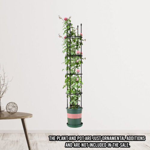 163cm 4-Bar Plant Frame Stand Trellis Vegetable Flower Herbs Outdoor Vine Support Garden Rack with Rings - Image 2