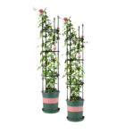 2x 133cm 4-Bar Plant Frame Stand Trellis Vegetable Flower Herbs Outdoor Vine Support Garden Rack with Rings
