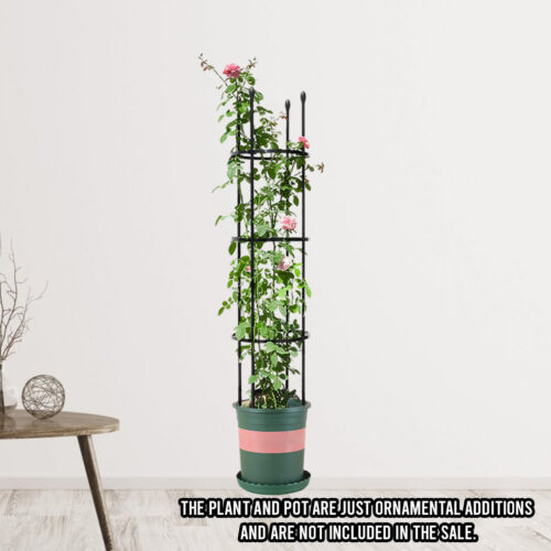 2x 133cm 4-Bar Plant Frame Stand Trellis Vegetable Flower Herbs Outdoor Vine Support Garden Rack with Rings - Image 2