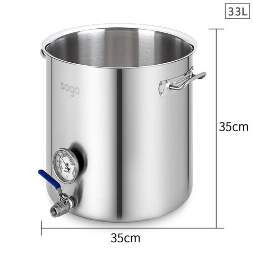 Stainless Steel 33L No Lid Brewery Pot with Beer Valve 35*35cm - Image 2
