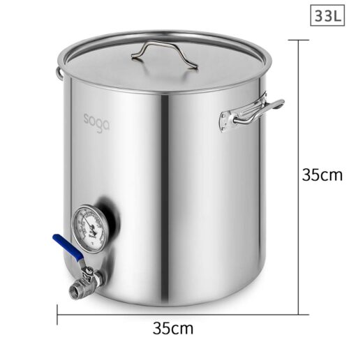 Stainless Steel Brewery Pot 33L with Beer Valve 35*35cm - Image 2