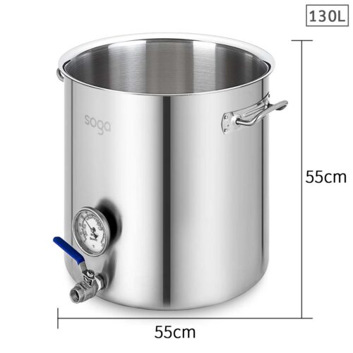 Stainless Steel 130L No Lid Brewery Pot with Beer Valve 55*55cm - Image 2
