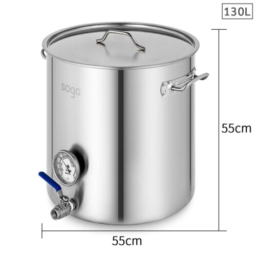 Stainless Steel Brewery Pot 130L with Beer Valve 55*55cm - Image 2