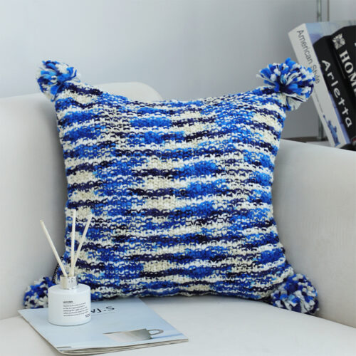 45cm Throw Pillow Deep Sea Blue Gradient Dyed Decorative Soft Square for Couch or Bed - Image 2