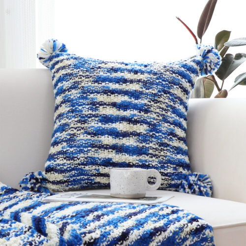 45cm Throw Pillow Deep Sea Blue Gradient Dyed Decorative Soft Square for Couch or Bed - Image 5