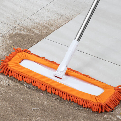 60x12 Orange Microfiber Flat Mop Floor Cleaning Pads Rotating Dust Remover - Image 3