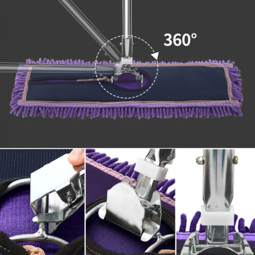 90x22 Purple Microfiber Flat Mop Floor Cleaning Pads Rotating Dust Remover - Image 7