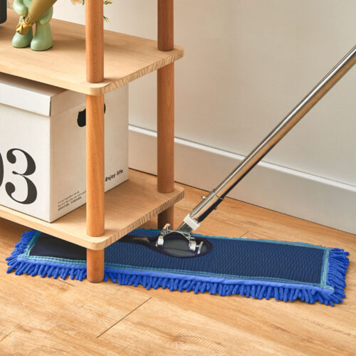 100x22 Blue Microfiber Flat Mop Floor Cleaning Pads Rotating Dust Remover - Image 2