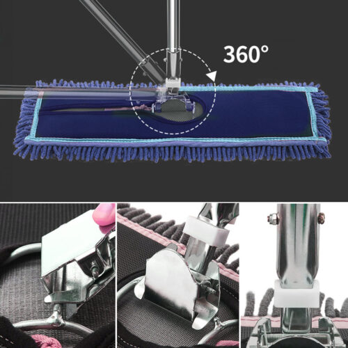 100x22 Blue Microfiber Flat Mop Floor Cleaning Pads Rotating Dust Remover - Image 7