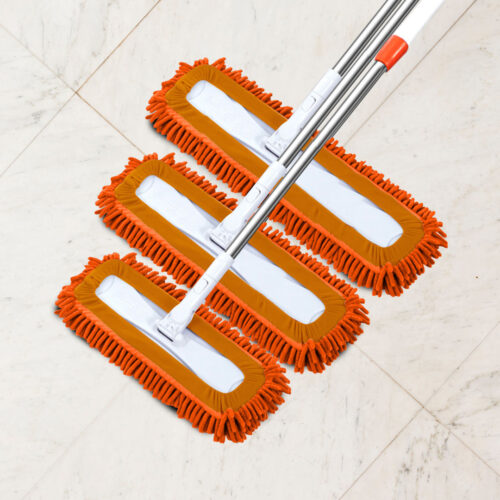 2x 80x12 Orange Microfiber Flat Mop Floor Cleaning Pads Rotating Dust Remover - Image 5