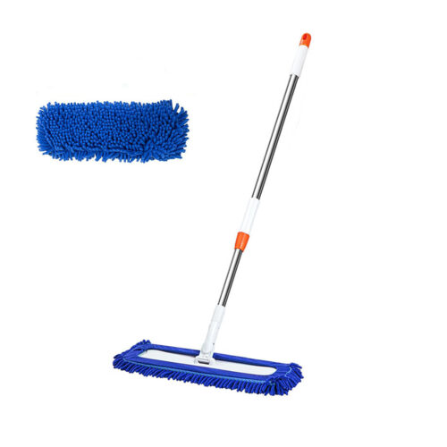 60x12 Blue Microfiber Flat Mop Floor Cleaning Pads Rotating Dust Remover