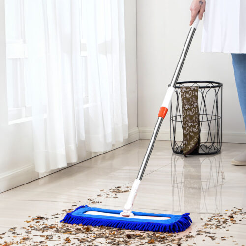 60x12 Blue Microfiber Flat Mop Floor Cleaning Pads Rotating Dust Remover - Image 4