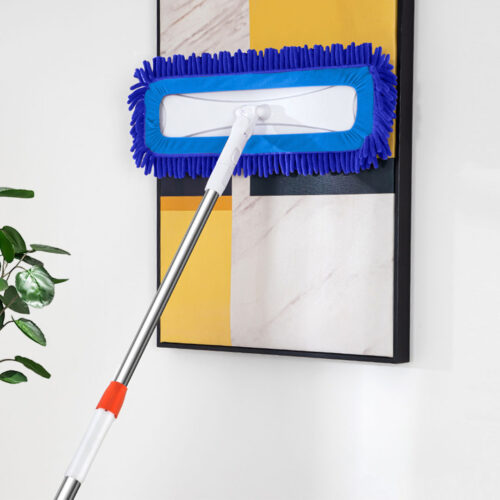 60x12 Blue Microfiber Flat Mop Floor Cleaning Pads Rotating Dust Remover - Image 6