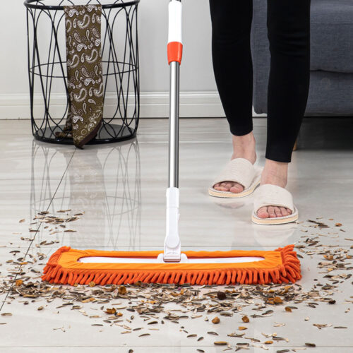 3X 60x12 Orange Microfiber Flat Mop Floor Cleaning Pads Rotating Dust Remover - Image 2