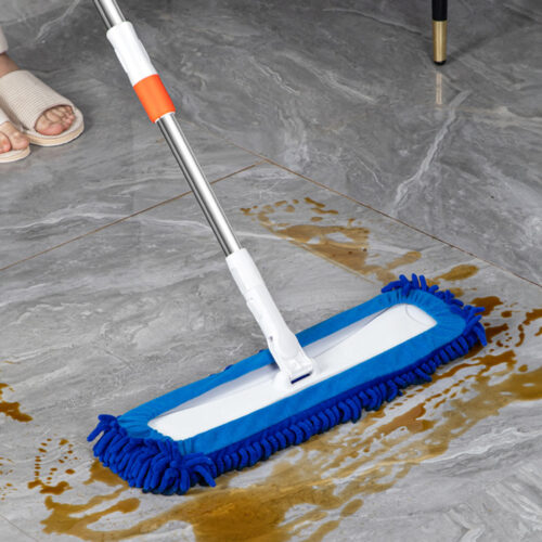 80x12 Microfiber Flat Mop Floor Cleaning Pads Rotating Dust Remover Blue - Image 2