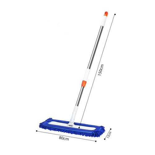 80x12 Microfiber Flat Mop Floor Cleaning Pads Rotating Dust Remover Blue - Image 7
