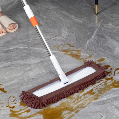 60x12 Coffee Microfiber Flat Mop Floor Cleaning Pads Rotating Dust Remover - Image 2