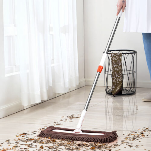 60x12 Coffee Microfiber Flat Mop Floor Cleaning Pads Rotating Dust Remover - Image 5