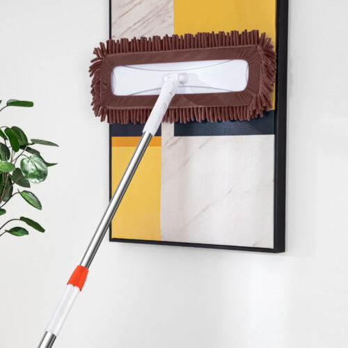 60x12 Coffee Microfiber Flat Mop Floor Cleaning Pads Rotating Dust Remover - Image 6