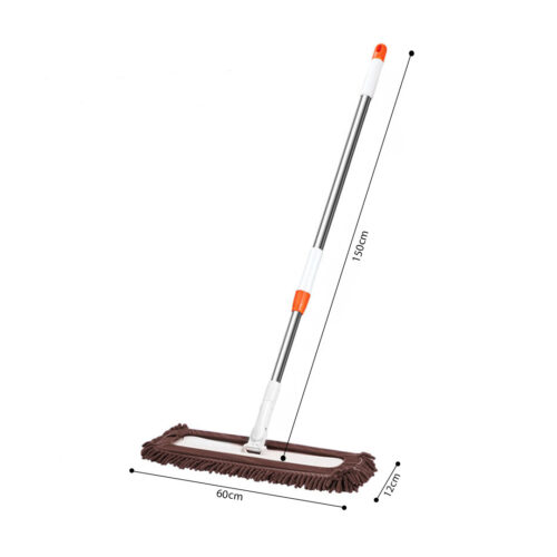 60x12 Coffee Microfiber Flat Mop Floor Cleaning Pads Rotating Dust Remover - Image 7