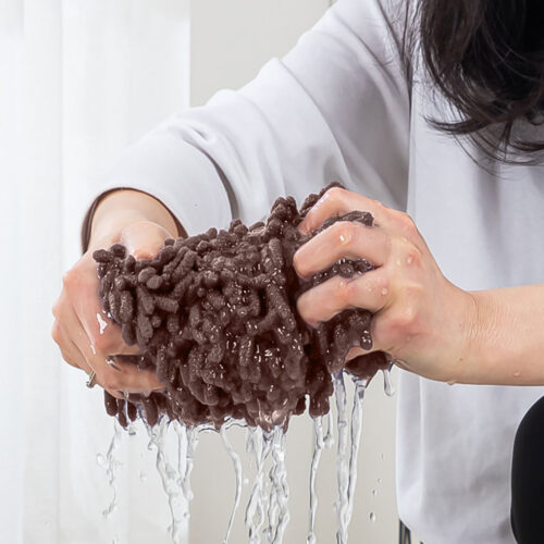 60x12 Coffee Microfiber Flat Mop Floor Cleaning Pads Rotating Dust Remover - Image 9