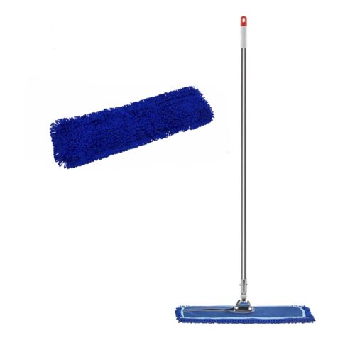 100cm Blue Microfiber Flat Mop Floor Cleaning Pads Rotating Dust Remover