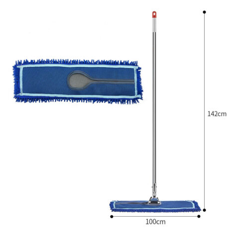 100cm Blue Microfiber Flat Mop Floor Cleaning Pads Rotating Dust Remover - Image 6