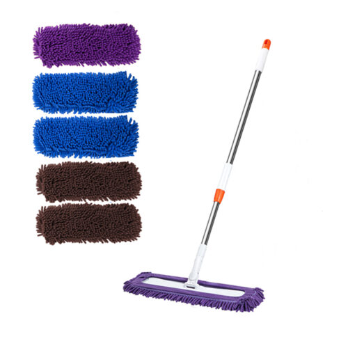 60x12 Microfiber Flat Mop Floor Cleaning Pads Rotating Dust Remover 3 Color