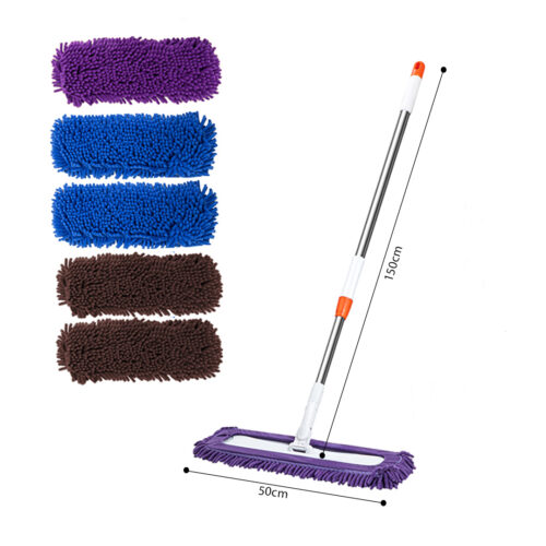 60x12 Microfiber Flat Mop Floor Cleaning Pads Rotating Dust Remover 3 Color - Image 6