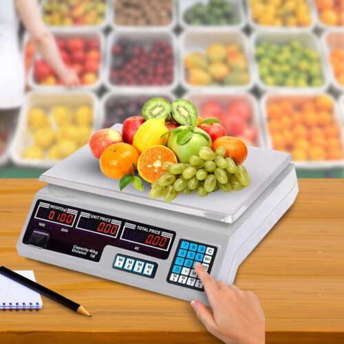 2x 40kg Digital Commercial Kitchen Scales Shop Electronic Weight Scale Food White - Image 2