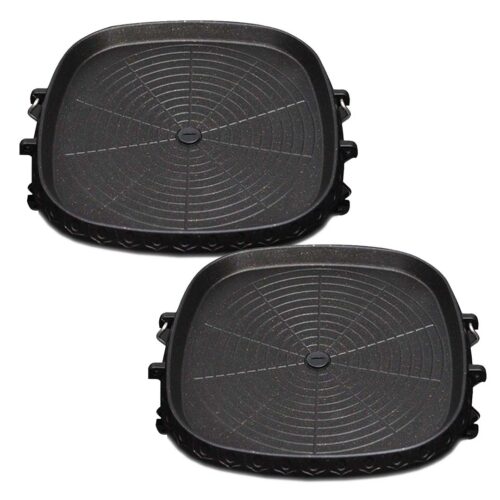 2x Portable Korean BBQ Butane Gas Stove Stone Grill Plate Non Stick Coated Square