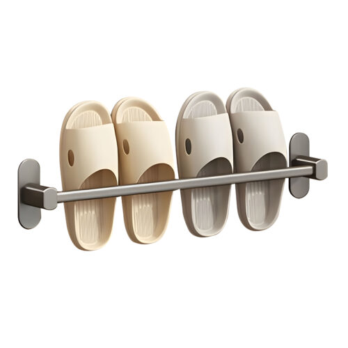49cm Wall-Mounted Slipper Organiser Adhesive Storage Space-Saving Wall Rack